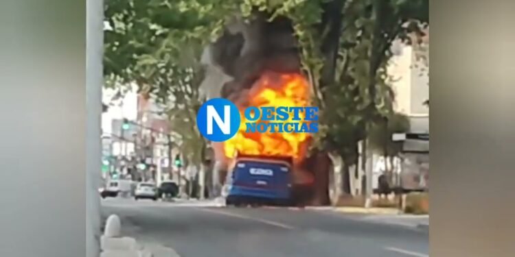 SE PRENDE FUEGO UN COLECTIVO DE LA EMPRESA EDO SAT.