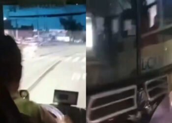 GONZALEZ CATAN : CHOFER DE COLECTIVO ENCERRO A MOTOCHORROS QUE SE DABAN A LA FUGA TRAS UN ROBO .