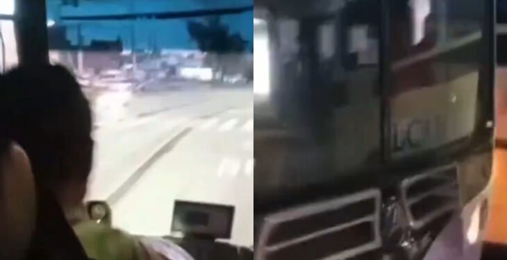 GONZALEZ CATAN : CHOFER DE COLECTIVO ENCERRO A MOTOCHORROS QUE SE DABAN A LA FUGA TRAS UN ROBO .