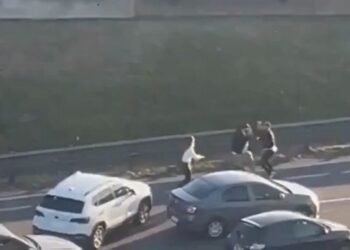 Una pelea de tránsito terminó a las piñas en el medio de Panamericana.