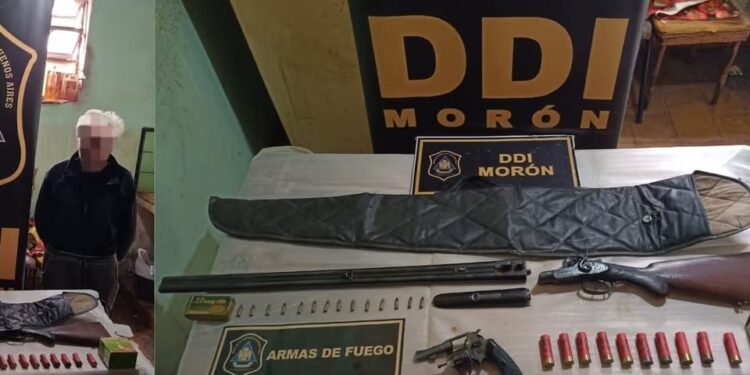 Tensión vecinal en Merlo norte: jubilado de 88 años amenazó a albañiles con una escopeta y tenía un arsenal en su casa.